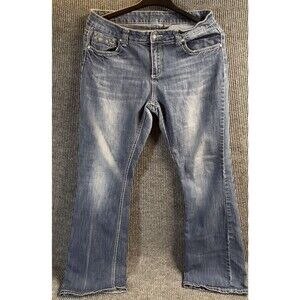 ND Weekend Pants Womens 14‎ Denim Blue Jeans Embroidered Cross Pocket Stretch